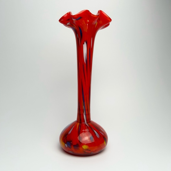 Czech Ruffled Multi Color Vase - Picture 6 of 6